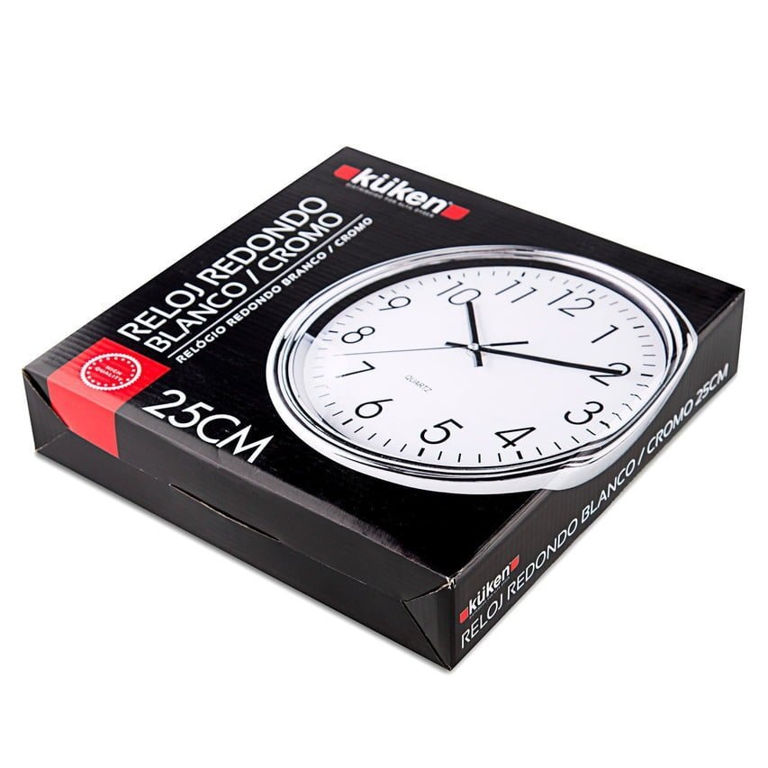Reloj de cocina redondo blanco y cromado