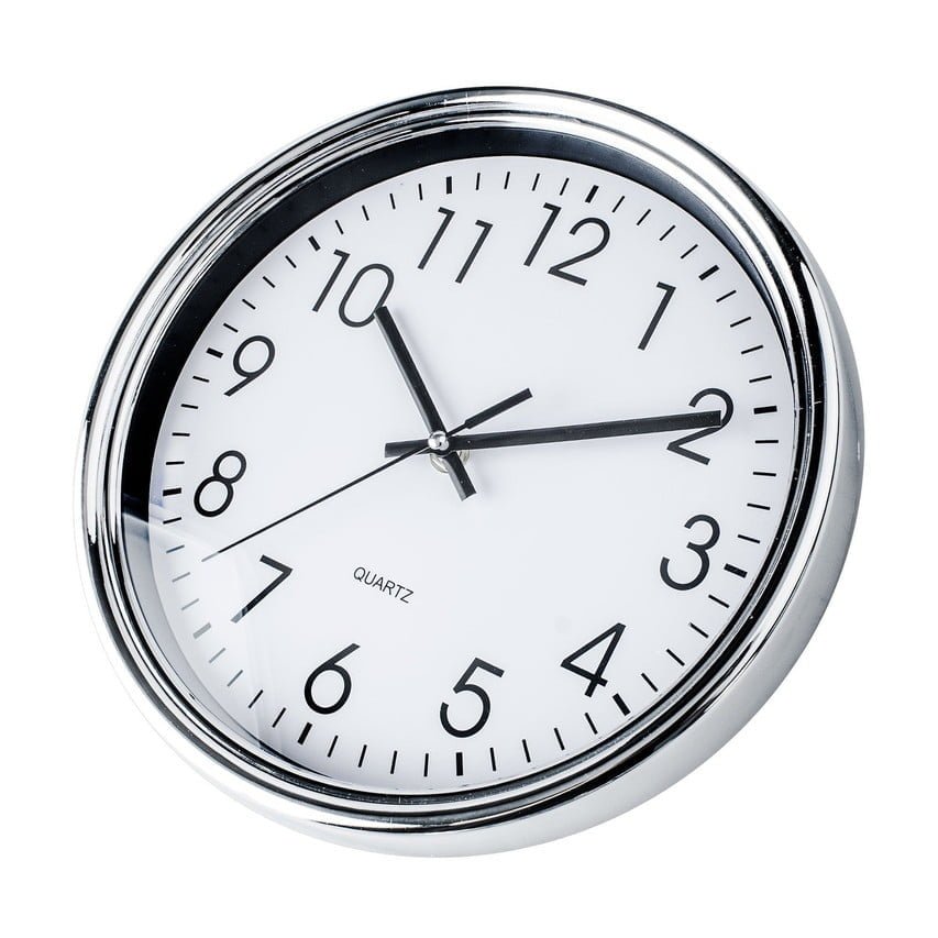 Reloj de cocina redondo blanco y cromado