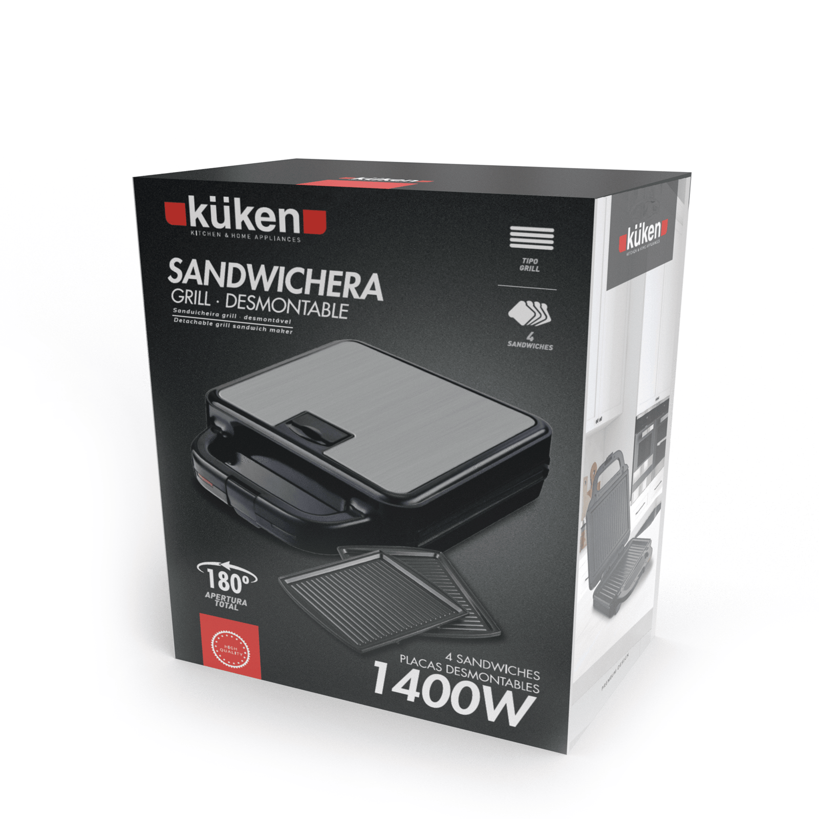 SANDWICHERA GRILL DESMONTABLE 1400W KÜKEN - Imagen 5
