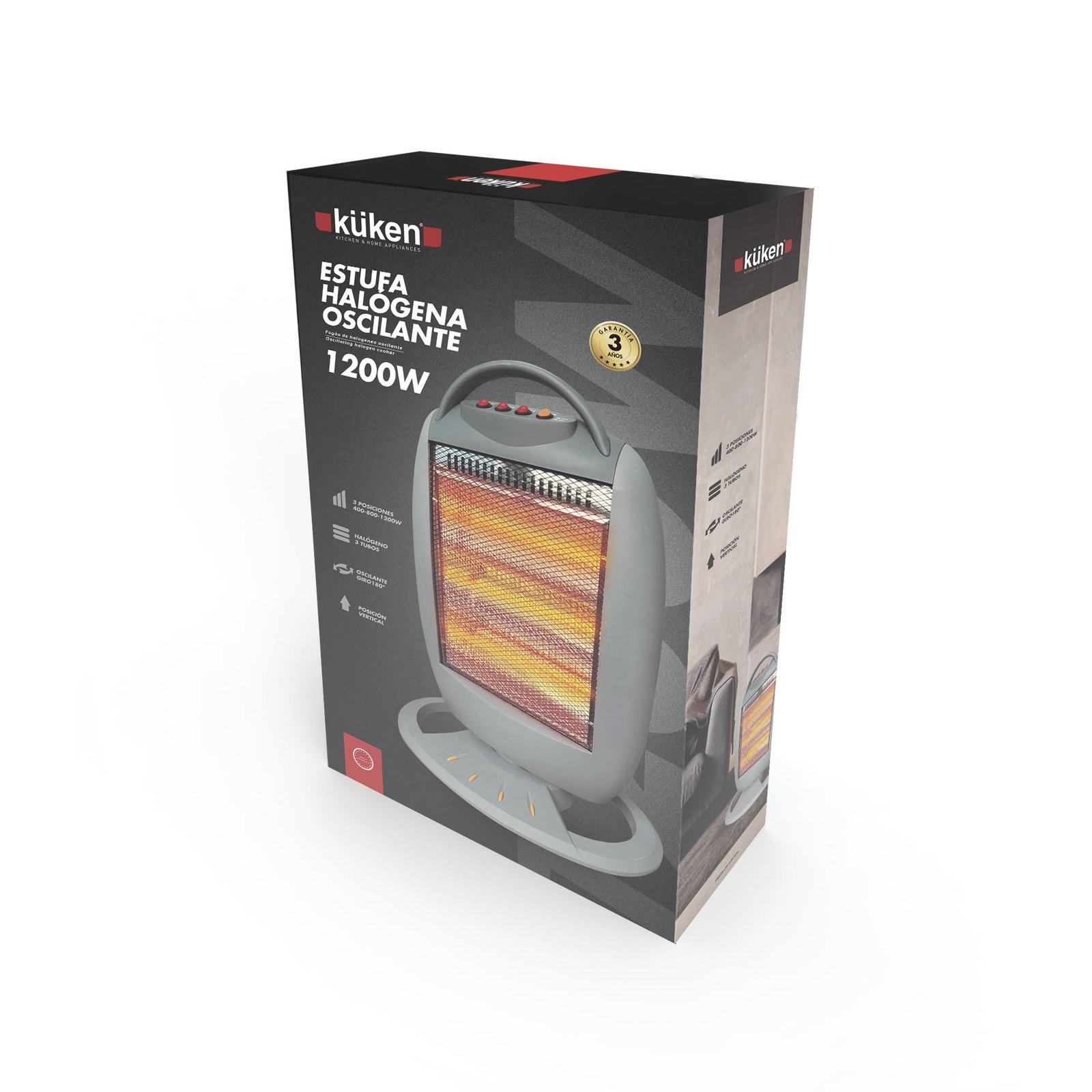 ESTUFA CUARZO OSCILANTE 3 BARRAS 400/600/1200W - Image 4