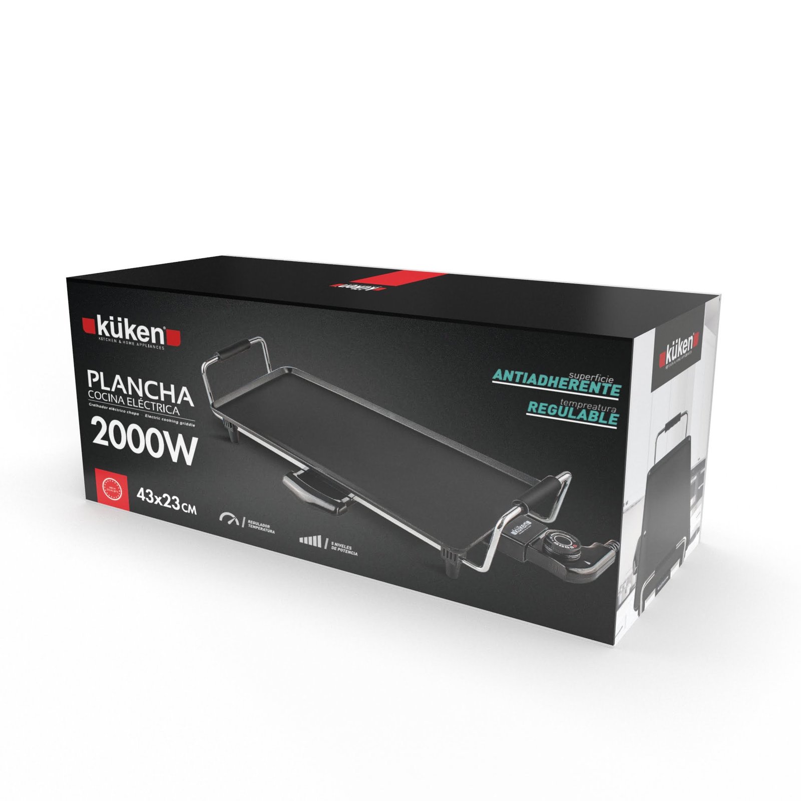 KÜKEN 2000W 43x23CM ELEKTRISCHE GRILL - Afbeelding 4