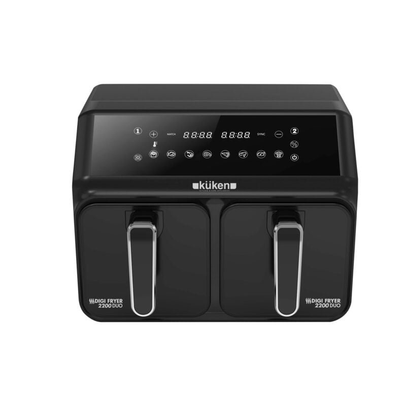 KÜKEN OLIEVRIJE DIGITALE FRITEUSE 8L DUBBEL 2200W