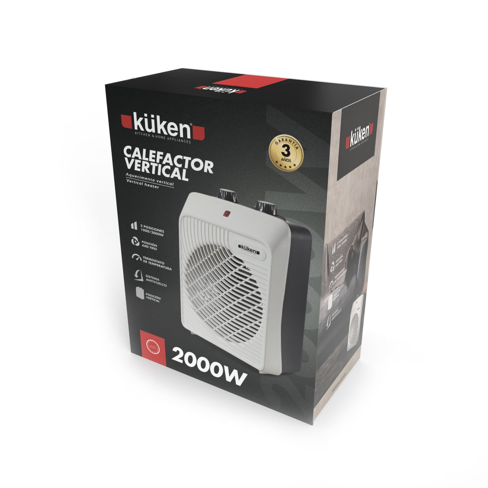 CALEFACTOR KUKEN VERTICAL WHITE 1000/2000W – Image 4