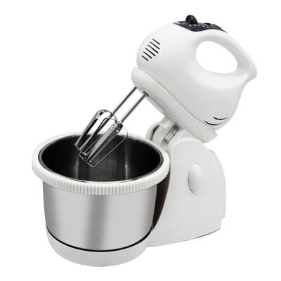 Robot dough mixer with double whisk